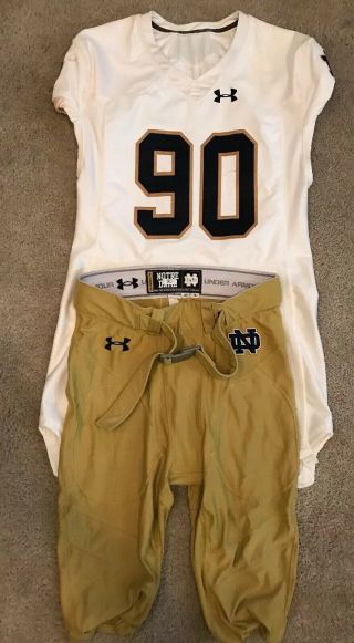 2015 Game Notre Dame Football Under Armour Away Jersey 90 & Game Pants 90