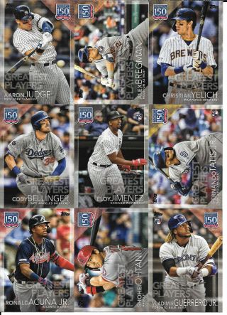 2019 Topps Update 150 Years Of Professional Baseball Partial Set 91 Out Of 100