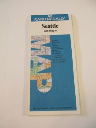 Rand Mcnally Seattle Washington City Street Travel Road Map Blue Box