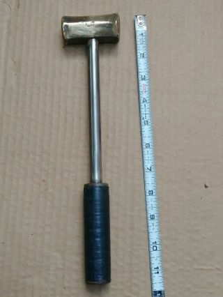 Vintage Machinist Made Brass Headed Hammer,  2 - 1/2 " Head,  Xlint Handle