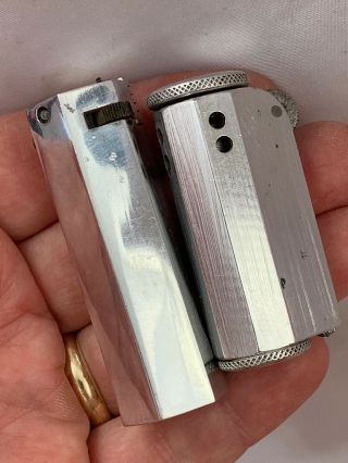 2 Vintage Aluminum Tube Shaped Pocket Lighters - Leitz & Unmarked