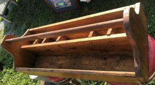 31 1/2” Vintage Antique Large Wooden Wood Carpenter Tool Box Carrying Caddy Case