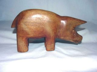 Old Primitive Vintage Or Antique Hand Carved Wood Pig Americana Farm Folk Art