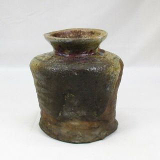 D817: Japanese Old Shigaraki Stoneware Vase With Very Good Natural Glaze