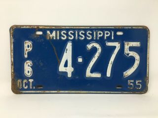 Vintage 1955 Mississippi Commercial Truck License Plate