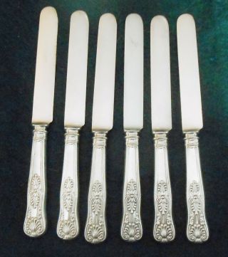 Antique C.  1885 Set Of 6 Sterling Silver Gorham Kings Iii Pattern 8 3/8 " Knives