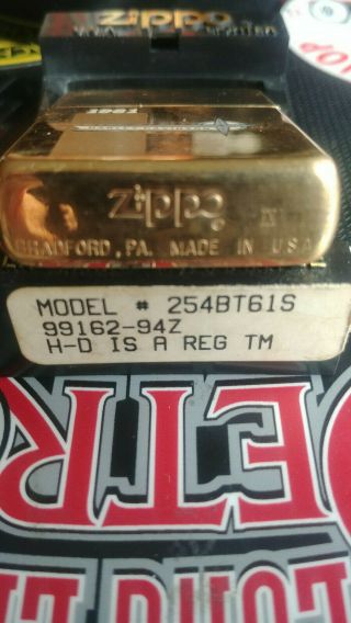 Zippo Lighter Harley Davidson Brass Zippo W/1961 Big Twin tank Emblem EC 3