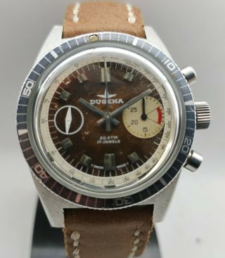 Rare Vintage Dugena Diver Chronograph 4002 Valjoux 7733 Wrist Watch