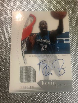 2005 - 06 Sp Authentic Sp Limited Kevin Garnett On Card Auto 099/100 Card No.  49