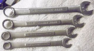 Vintage Craftsman Combination Wrench Set Of 4,  Vv,  5/8,  9/16 ",  1/2 Inch,  7/16 Tools