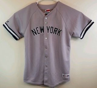 Vintage York Yankees Majestic Jersey Youth Xl Gray Sewn Made In Usa Blank