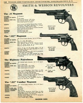 1958 Print Ad Of Smith & Wesson S&w.  44.  357 Magnum,  Highway Patrolman Revolver