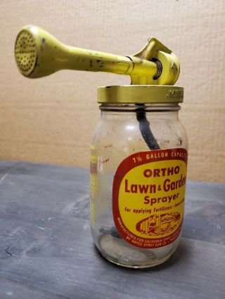 Rare Version Vintage Ortho Lawn Sprayer Glass Jar Gardening Collectables