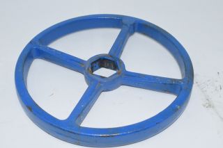 Vintage 10  Crane Cast Iron Steam Valve Handle Wheel Crank Steampunk Art Blue