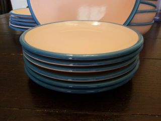 Vintage Rio Stoneware Japan 7.  5 In Salad/bread Plate Pink & Blue Plates.