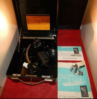 Vntg C.  Plath Nautical Micrometer Sextant W/original Box,  Key & Paperwork (1969)