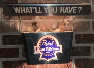 Vintage Pabst Blue Ribbon Beer Lighted Wall Sign / Sconce / Plant Holder Gas Oil