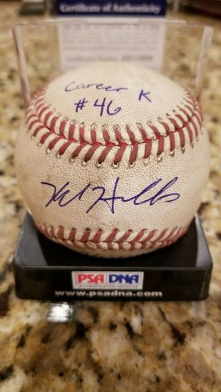 2014 Kyle Hendricks Game Baseball Signed Rookie Career K Chicago Cubs 2016
