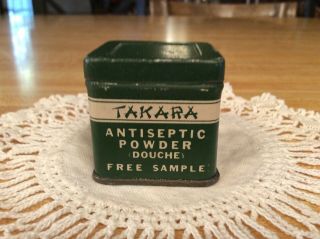 Rare,  Vintage 1920’s,  Ladies’ Takara Antiseptic Powder Tin (quack Medicine)