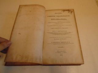 1831 Antique Leather Medical Book,  Chronic Phlegmasiae Inflammations Vol.  1