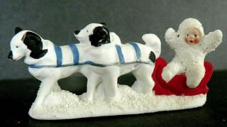 Vintage Hertwig Germany Bisque Snow Baby On Sled With Dogs Figurine