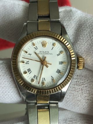 Vintage Ladies Rolex Watch.  Ref 6719 Gold & Steel Oyster Perpetual