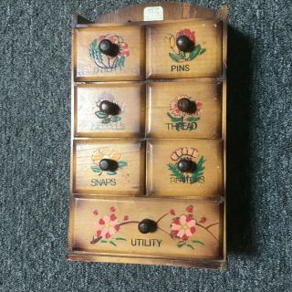 Vintage Wooden Sewing Box With 7 Drawers