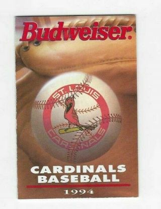 1994 St.  Louis Cardinals Pocket Schedule Sponsored By Budweiser,  Bud Dry,  Light