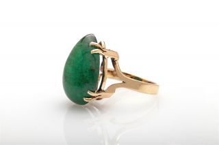 Antique 1950s $12,  000 20ct Pear Cut Colombian Emerald 14k Yellow Gold Ring 3