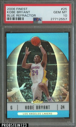 2006 - 07 Topps Finest Blue Refractor Kobe Bryant Los Angeles Lakers /299 Psa 10