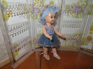 Vintage Hard Plastic Virga Blue Twinkle Ballerina Point Toewalk Doll - 8 Ginny Era