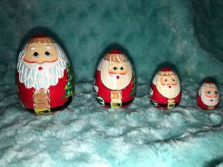 Vintage Authentic Christmas Santa Russian Nesting Doll Unbranded 4 Doll Set