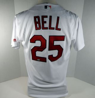 St.  Louis Cardinals David Bell 25 Game Issued Signed White Jersey