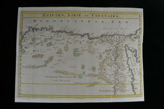 Large 1757 Antique Map Of North Africa Egypt Libya " Egipten,  Libie En Cirenaika "