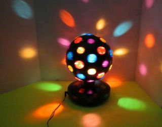 Vintage Plastic Disco Ball Spinning Multi Color Strobe Light W/ Adapter Video