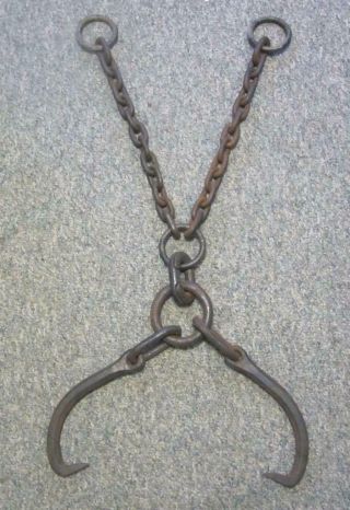 Antique Logging Drag Chain With Log Dogs & Pull Rings