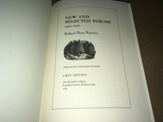 LIMITED SIGNED FRANKLIN LIBRARY - AND SELECTED POEMS BY ROBERT P.  WARREN 3
