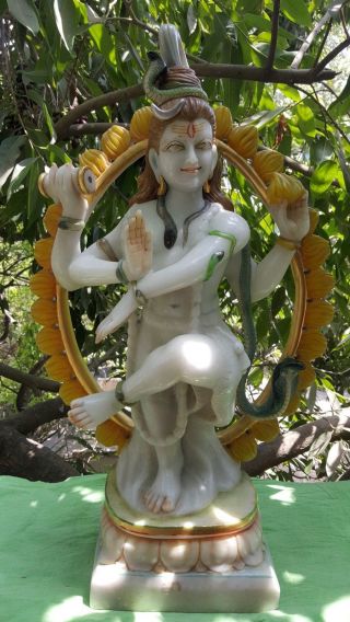 Shiva Handmade Marble Statue Nataraja Antique 40 Lb India Himalayas Ganesha Yoga