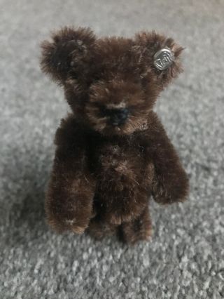 Steiff Miniature Bear 3.  5 " Vintage Chocolate Brown Button In Ear Stands On Own