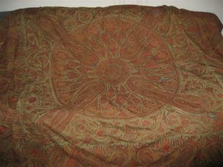 RARE ANTIQUE KASHMIR PAISLEY HAND EMBROIDERED MOON SHAWL NEEDS TLC 19TH CTRY 2