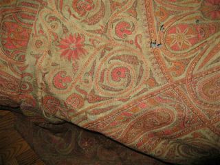 RARE ANTIQUE KASHMIR PAISLEY HAND EMBROIDERED MOON SHAWL NEEDS TLC 19TH CTRY 3