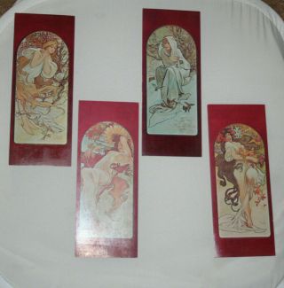Vintage Alfons Mucha Turn Of The Century Art Nouveau Four Seasons Postcards