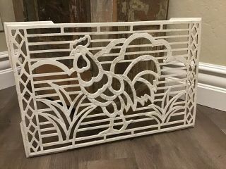 Vintage Cast Iron Metal Floor Wall Old Historic Register Grate Cover Old Rooster