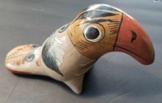 Vintage Mexican Folk Art Pottery Burnished Tonala Toucan Bird