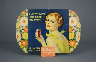 Early Antique Dr.  Pepper Advertising Sign,  Die - Cut Cardboard,  1930s