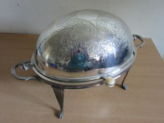 Antique Victorian Mappin & Webb Silver Plate Footed Roll Top Dome Serving Dish