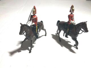 Two Vintage William Britain Jr.  Metal Royal Guards On Horses