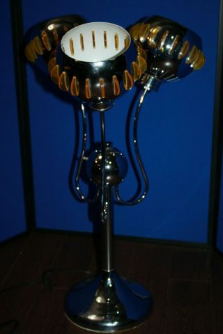 Vintage Mid Century Modern Chrome Eyeball Table Lamp Yellow Lucite Spaceage Mcm
