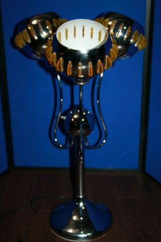 Vintage Mid Century Modern Chrome Eyeball Table Lamp Yellow Lucite Spaceage MCM 2