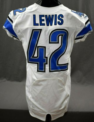 2012 Detroit Lions Game Worn White Jersey 42 Lewis Size 42